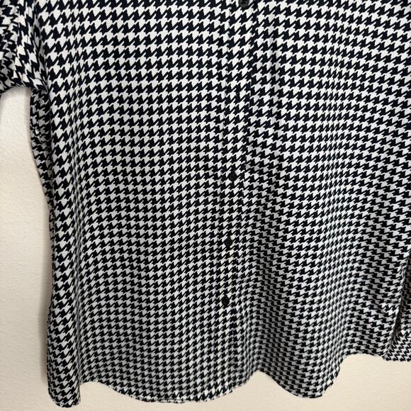 Lauren Ralph Lauren Black White Houndstooth Button-Down Non-Iron Shirt Large - Picture 4 of 9